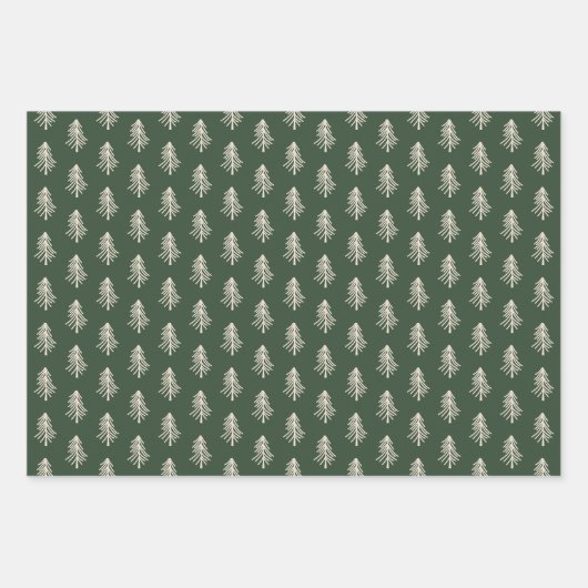 Rustieke pijnbomen en gepleegde kerst inpakpapier vel (Voorkant)