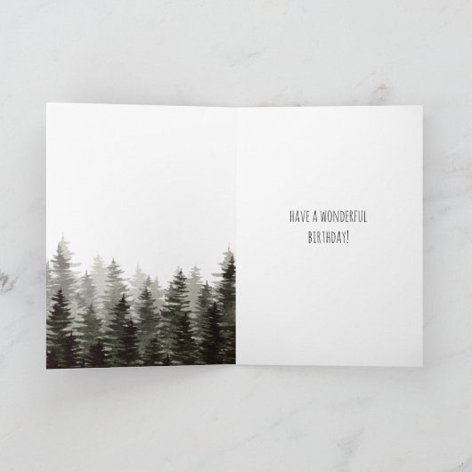 Rustieke pijnbomen Gelukkige Verjaardag Kaart (Binnen)