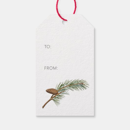 Rustieke  pijnboomtak & Pinecones Cadeaulabel (Achterkant)