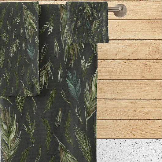 Rustieke pijnboomtakken bad handdoek