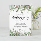 Rustieke Pine and Berries Greenery Kerstfeest Kaart (Staand voorkant)