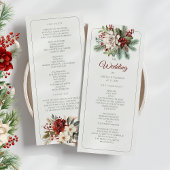 Rustieke Pine Bloemen Winter Wedding Programma Programmakaart