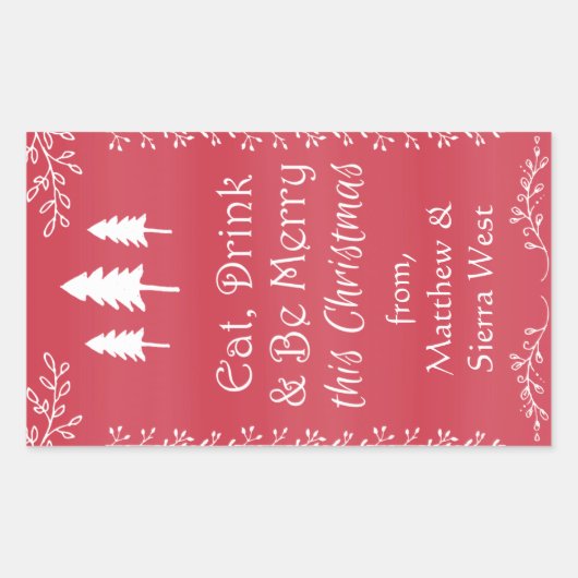 Rustieke Pine Christmas Holiday Wine Gift Label La (Voorkant)