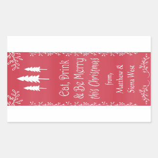 Rustieke Pine Christmas Holiday Wine Gift Label La