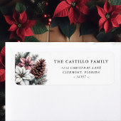 Rustieke Pine Cone en Poinsettia Etiket