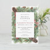 Rustieke Pine Cone Holly Christmas Vrijgezellenfee Kaart (Staand voorkant)