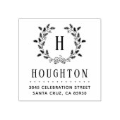 Rustieke Pine Cone Krans Monogram Retouradres Rubberstempel (Afrduk)