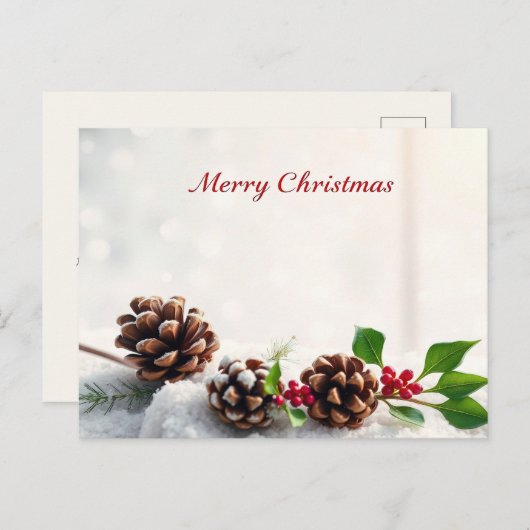 Rustieke Pine Cone Merry Christmas  Briefkaart (Voorkant / Achterkant)