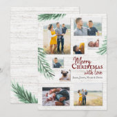 Rustieke Pine en Hout Fotocollage Kerstmis Feestdagenkaart (Voorkant / Achterkant)
