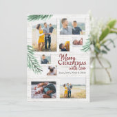 Rustieke Pine en Hout Fotocollage Kerstmis Feestdagenkaart (Staand voorkant)