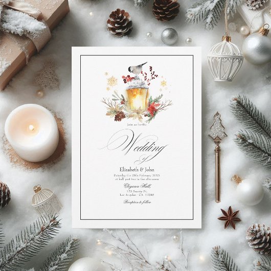 Rustieke Pine en Spruce Winter Wonderland Wedding Kaart