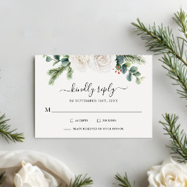 Rustieke Pine Eucalyptus Greenery Boho Wedding RSV RSVP Kaartje