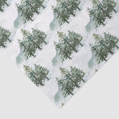 Rustieke Pine Forest Winter Waterverf Tissuepapier (Detail)