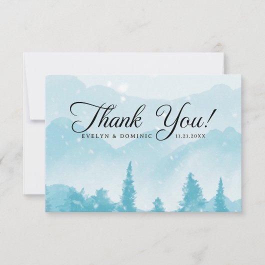 Rustieke Pine Forest Winter Wedding Bedankkaart (Voorkant)