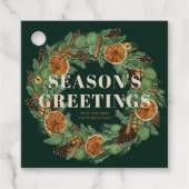 Rustieke Pine Gedroogde Sinaasappel Krans Groene V Bedankjes Labels (Voorkant)