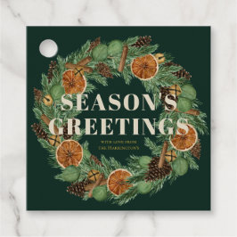 Rustieke Pine Gedroogde Sinaasappel Krans Groene V Bedankjes Labels