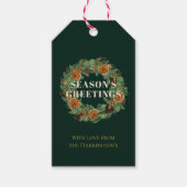 Rustieke Pine Gedroogde Sinaasappel Krans Groene V Cadeaulabel (Voorkant)