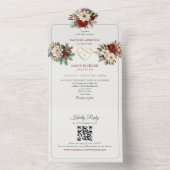 Rustieke Pine Green Red Wedding Uitnodigingen (Binnen)