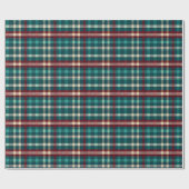Rustieke Pine Green & Wine Red Plaid Geruit Cadeaupapier (Vlak)