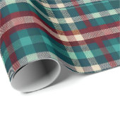 Rustieke Pine Green & Wine Red Plaid Geruit Cadeaupapier (Rol Hoek)