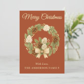 Rustieke Pine Greenery Vakantie Krans Kerst Kaart (Staand voorkant)