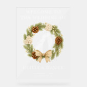 Rustieke Pine Greenery Winter Wedding Welkom Acryl Bord (Voorkant)