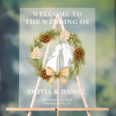Rustieke Pine Greenery Winter Wedding Welkom Acryl Bord (Neutraal)