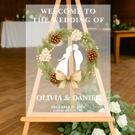 Rustieke Pine Greenery Winter Wedding Welkom Acryl Bord