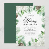 Rustieke Pine Holly Corporate Vakantie Diner Party Kaart (Voorkant / Achterkant)