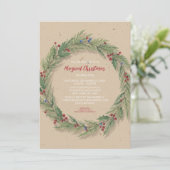 Rustieke Pine Krans Kerstfeest Kaart (Staand voorkant)