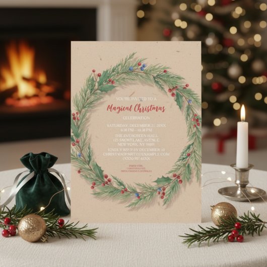 Rustieke Pine Krans Kerstfeest Kaart