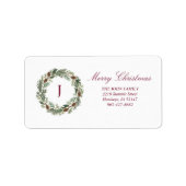 Rustieke Pine Krans Kerstmis Etiket (Voorkant)