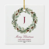 Rustieke Pine Krans Kerstmis Keramisch Ornament (Achterkant)