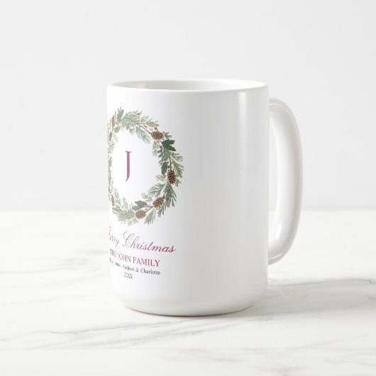 Rustieke Pine Krans Kerstmis Koffiemok (Voorkant rechts)