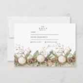 Rustieke Pine Ornament Winter Wedding RSVP Kaartje (Voorkant)