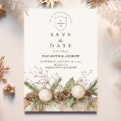 Rustieke Pine Ornament Winter Wedding Save The Date