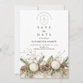 Rustieke Pine Ornament Winter Wedding Save The Date (Voorkant)