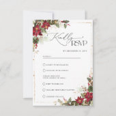 Rustieke Pine Poinsettia Bloemen Kerstmis RSVP Kaartje (Voorkant)