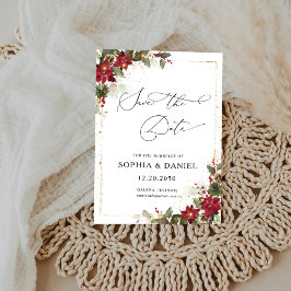 Rustieke Pine Poinsettia Bloemen Kerstmis Save The Date