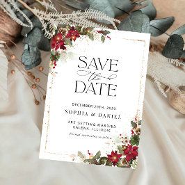 Rustieke Pine Poinsettia Bloemen Kerstmis Save The Date