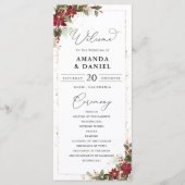 Rustieke Pine Poinsettia Bloemen Wedding Programma Programmakaart (Voorkant)