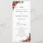 Rustieke Pine Poinsettia Bloemen Wedding Programma Programmakaart (Voorkant)