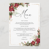Rustieke Pine Poinsettia Bloemenbruiloft Menu (Voorkant)
