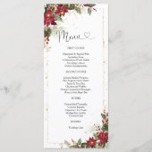 Rustieke Pine Poinsettia Bloemenbruiloft Menu (Voorkant)