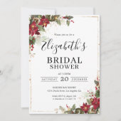 Rustieke Pine Poinsettia Bruids Douche Uitnodiging (Voorkant)
