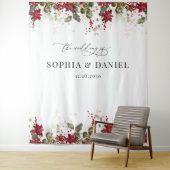 Rustieke Pine Poinsettia bruiloft achtergronden Wandkleed (In situ)