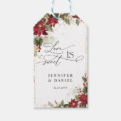 Rustieke Pine Poinsettia bruiloft Dank u Gift Labe Cadeaulabel (Voorkant)