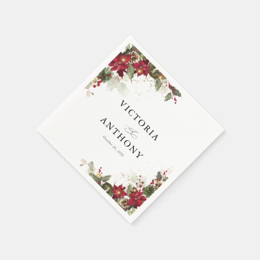 Rustieke Pine Poinsettia bruiloft servetten (Hoek)