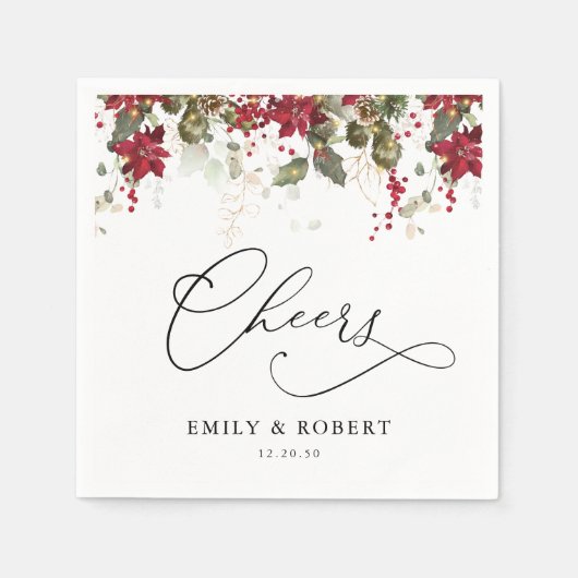 Rustieke Pine Poinsettia bruiloft servetten (Voorkant)