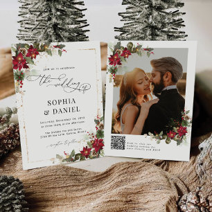 Rustieke Pine Poinsettia Foto Huwelijksuitnodiging Save The Date